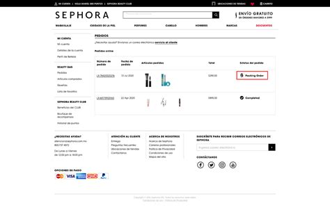 seguimiento pedido sephora méxico